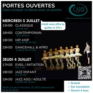 Corps Et Arts Dance District vous ouvre ses portes pour (re)découvrir la danse ! Portes ouvertes 3 & 4 juillet